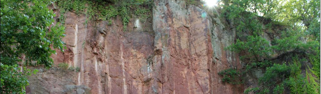 Horizontales Fließgefüge im Leisniger Porphyr im Aufschluss Rote Wand, Foto: Geißler